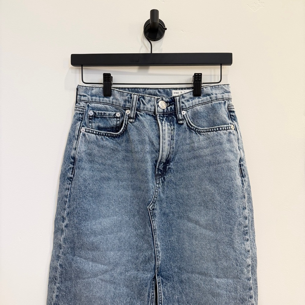 rag & bone Light Wash Denim Skirt
